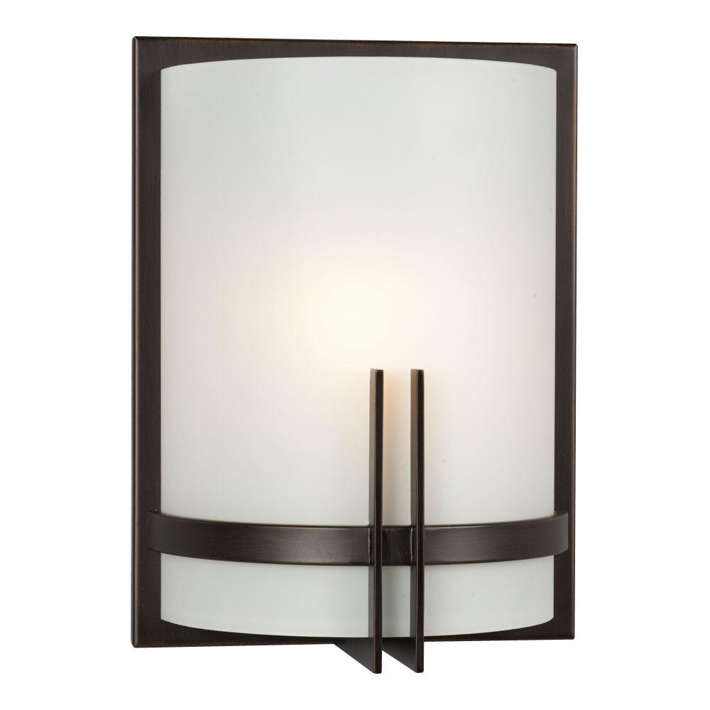 Wall Sconce - in Oil Rubbed Bronze finish with Frosted White Glass