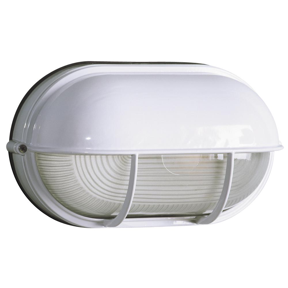 Cast Aluminum Marine Light with Hood - White w/ Frosted Glass