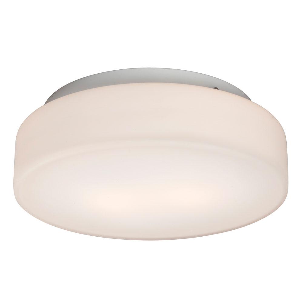 LED Flush Mount Ceiling Light - in White finish with White Glass