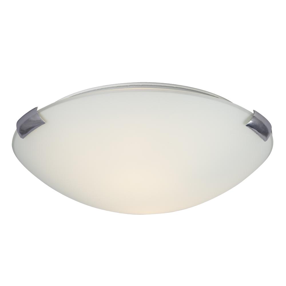 12" Flush Mount Ceiling Light - Chrome Clips with White Glass