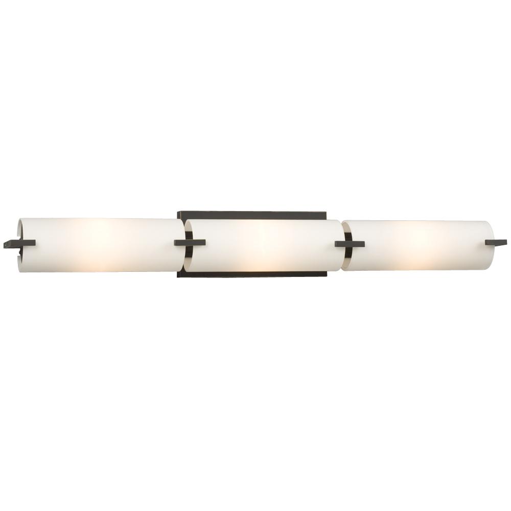 3 Light Vanity - in Painted Restoration Bronze with Satin White Glass