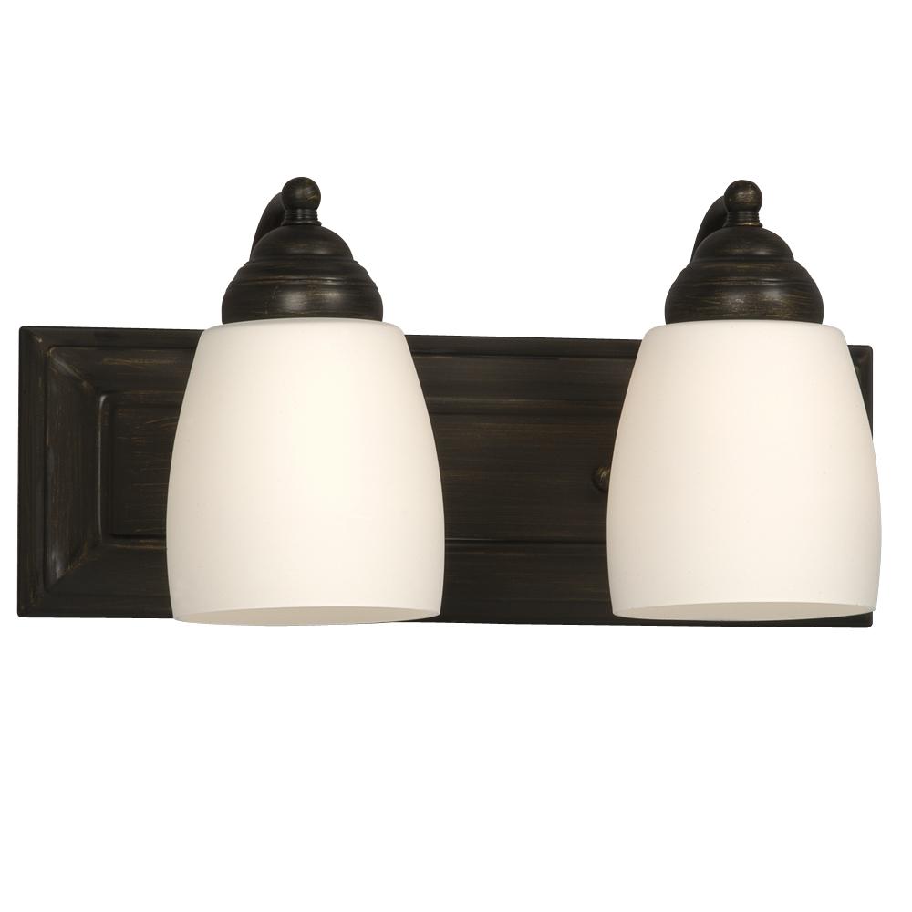 Two Light Vanity - Oil Rubbed Bronze w/ Satin White Glass