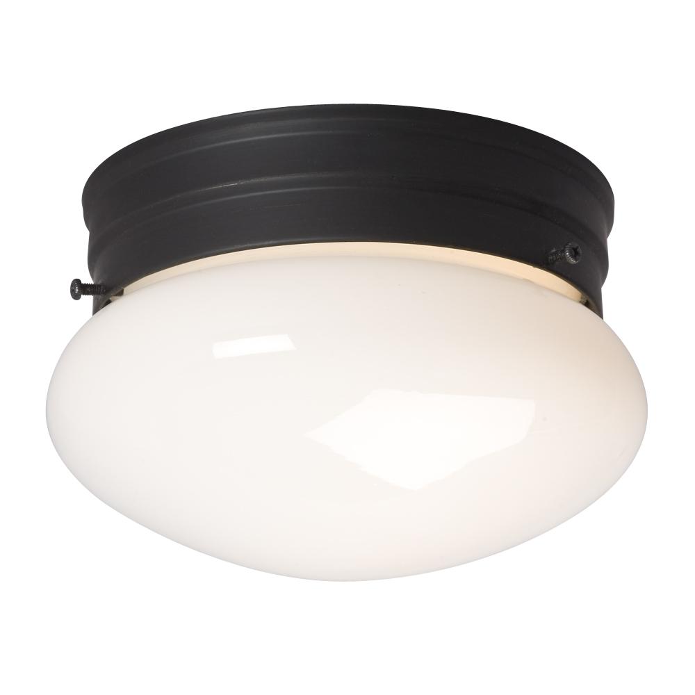 Utility Flush Mount - Oil Rubbed Bronze w/ White Glass