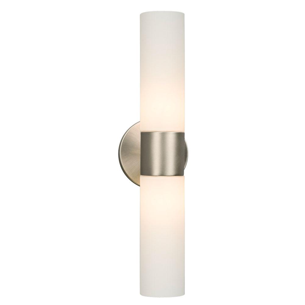 2 -Light Wall Sconce - in Brushed Nickel finish with White Cylinder Glass