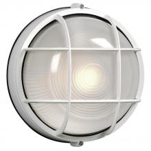 Galaxy Lighting 305011 WHT - Cast Aluminum Marine Light with Guard - White w/ Frosted Glass