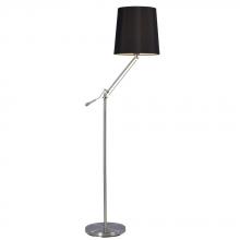 Galaxy Lighting 514853BN/BK - 1-Light Floor Lamp - Brushed Nickel with Black Linen Fabric Shade & Adjustable Arm