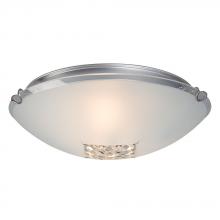 Galaxy Lighting 614403CH-213NPF - 2-Light Flush Mount - Polished Chrome with Satin White Glass Shade and Crystal Accents