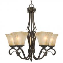 Galaxy Lighting 810443ORBG - Five Light Chandelier - Oil Rubbed Bronze / Gold with Beige Frosted Etched Glass