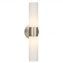 Galaxy Lighting ES244023BN/WH - 2 -Light Wall Sconce - in Brushed Nickel finish with White Cylinder Glass