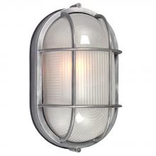 Galaxy Lighting ES305013SA - Outdoor Cast Aluminum Marine Light with Guard - in Satin Aluminum finish with Frosted Glass (Wall or
