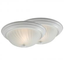 Galaxy Lighting HW635279WH/2 - 13" 2-Light Flush Mount in White with Frosted Swirl Glass (Twin Pack)