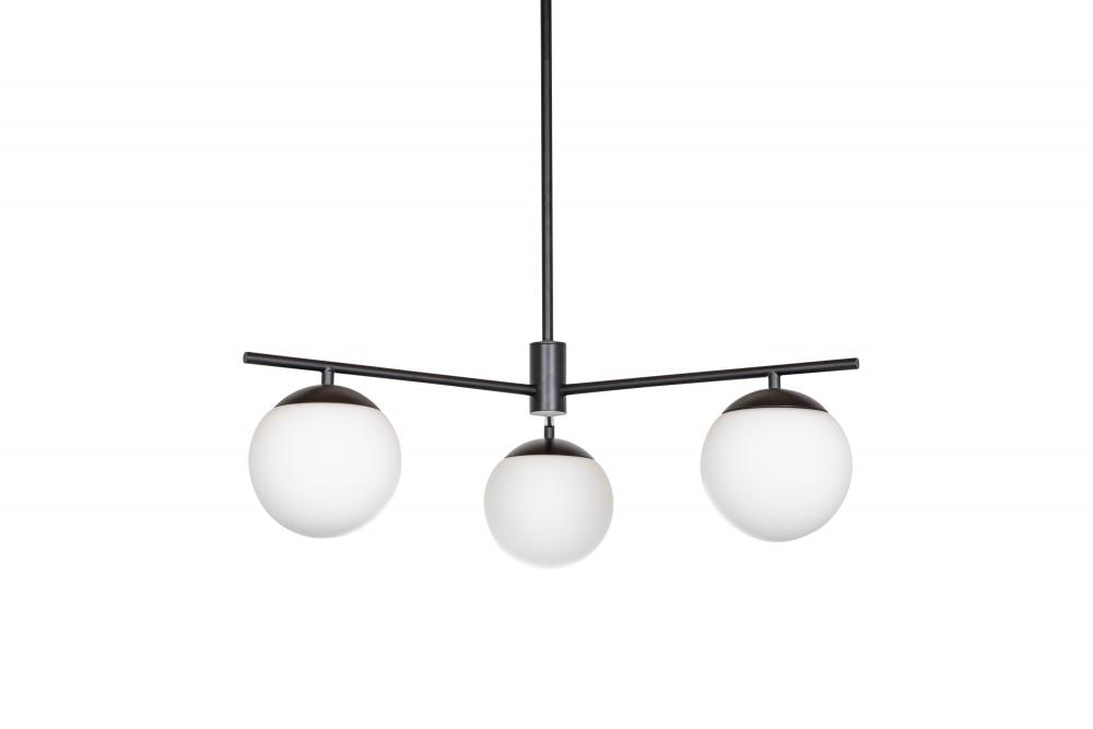 Eclipse - 3 Light 27 Chandelier in Black with Opal Glass