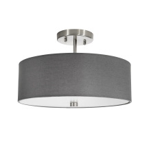 Russell Lighting FM3484/BCH/GRY - Vyre - 14" Semi-flush in Brushed Chrome with a Grey Shade