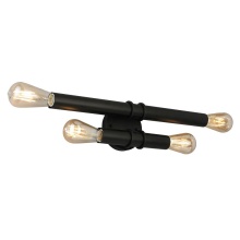 Eglo Canada 204469A - 4 LT Bath/Vanity Light w/ Double Bars in a Black Finish & Open Bulbs